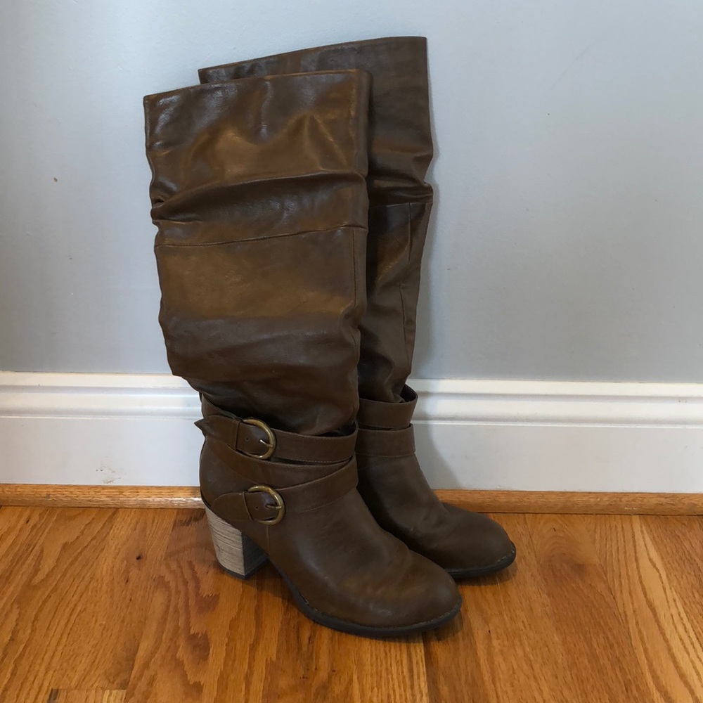 Tall Buckled Brown Boots